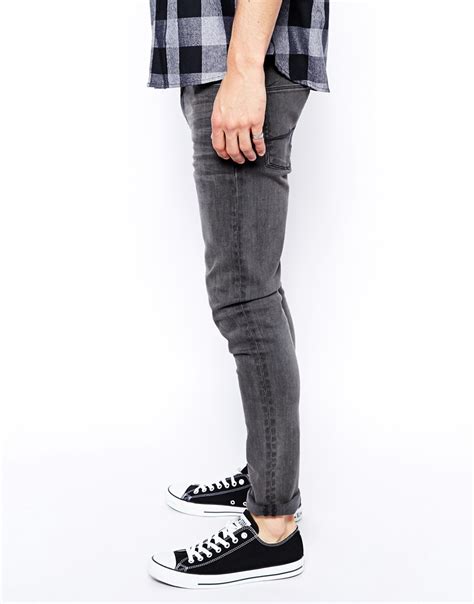 Lyst ASOS Super Skinny Jeans In Dark Grey Wash In Gray For Men