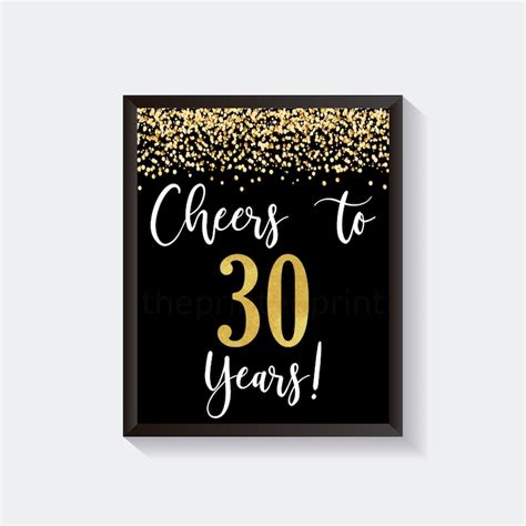 Cheers To 30 Years 8x10 11x14 30th Birthday Sign 30th Etsy