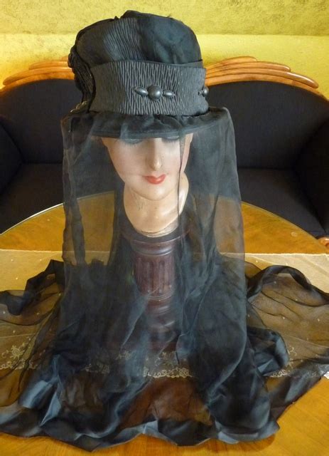 Mourning Hat With Veil Vienna Ca 1910 Antique