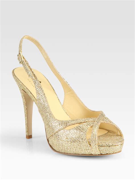 Kate Spade Metallic Leathertrim Slingback Platform Sandals In Gold Lyst