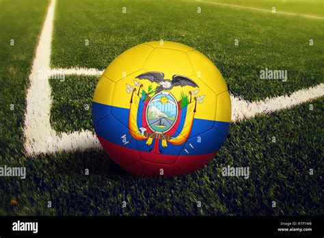 Ecuador Ball On Corner Kick Position Soccer Field Background National