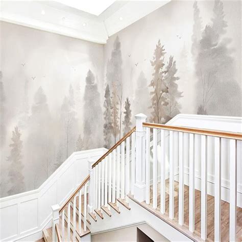 Custom Wallpaper Mural Nordic Style Forest Wallcovering Bvm Home