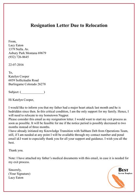 Printable Resignation Letter Due To Relocation01 Best Letter Template