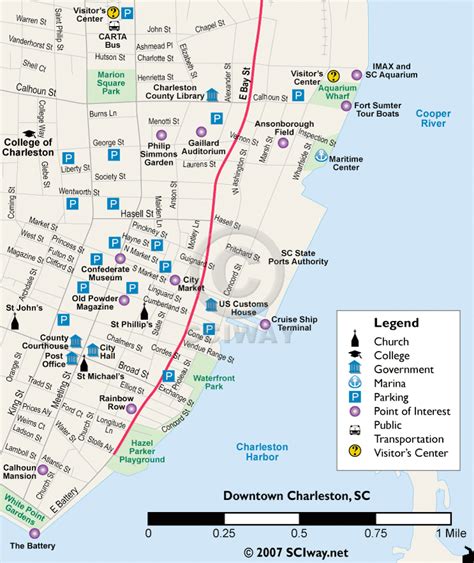 Map Of Historic Downtown Charleston South Carolina Southeast