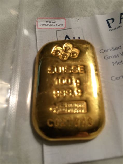 100 Gram Pamp Suisse Gold Bar 9999 Fine