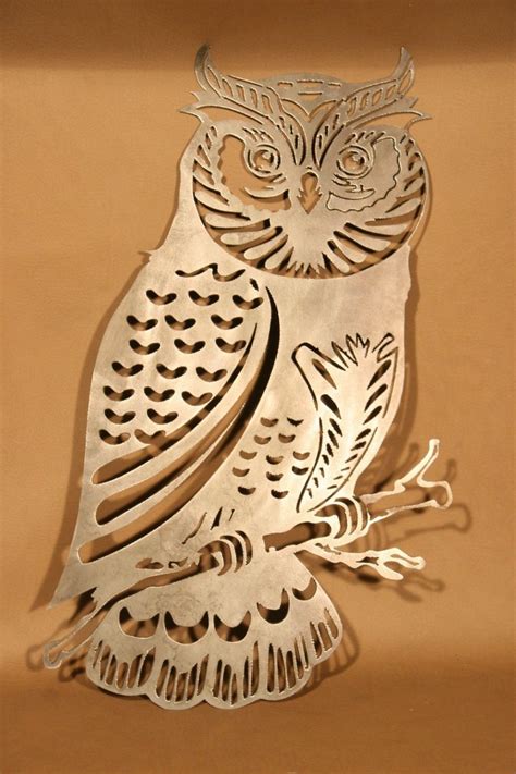Highly Detailed Owl Plasma Cut Metal Wall Art Hanging Home