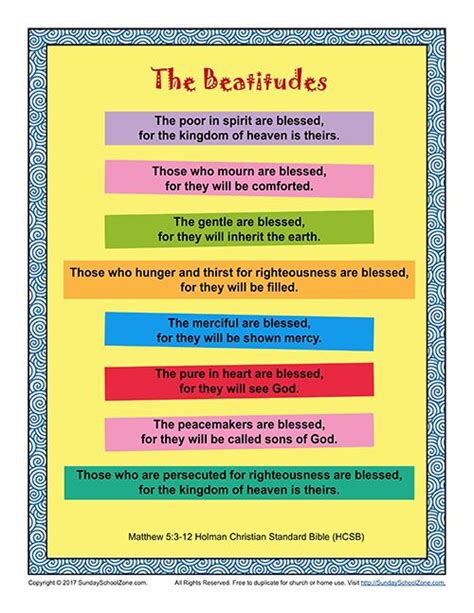 The Beatitudes Poster Beatitudes School Prayer Sunday School Lessons