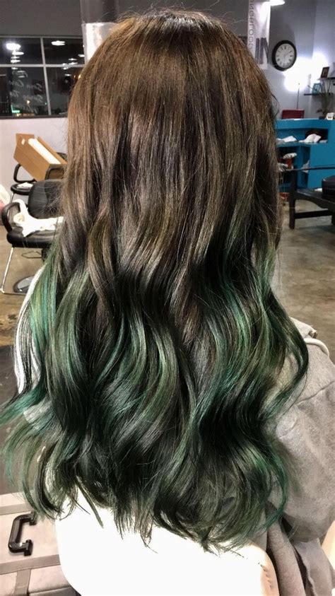 Emerald Green Balayage Green Hair Ombre Dark Green Hair Hair Styles