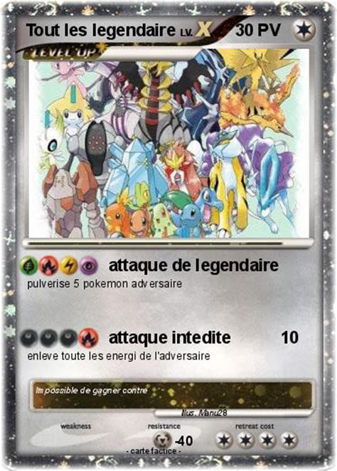 Pokémon Tout Les Legendaire 1 1 Attaque De Legendaire Ma Carte Pokémon