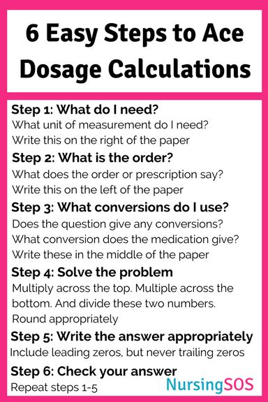 6 Easy Steps To Ace Dosage Calculations Nursing Schools Nursing Schools