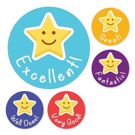 Smiling Star Reward Stickers — Classroom Stickers