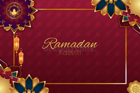 Ramadan Kareem Islamic Style With Red Color Background With Element