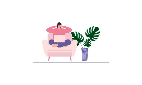 Flat Concept With Woman Sitting At Home Grafik Von Deemka Studio