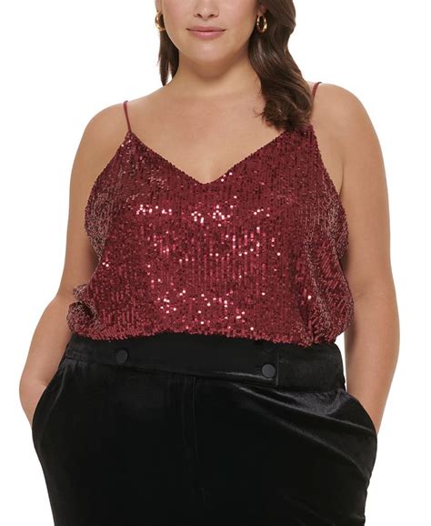Calvin Klein Plus Size Sequined Strappy Camisole Macys