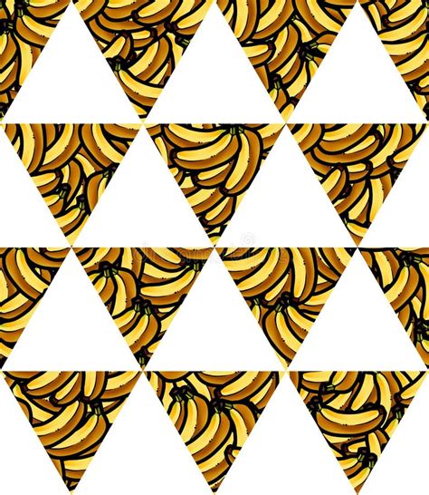 Illustration Of Fresh Banana Geometric Triangle Flag Seamless Pattern
