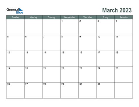 March 2023 Calendar Pdf Word Excel