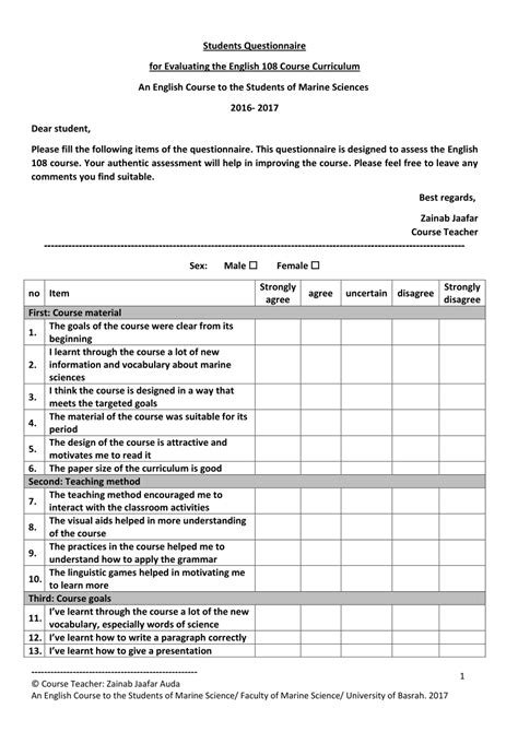 Pdf Course Assessment Questionnaire
