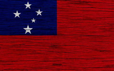 Download Wallpapers Flag Of Samoa 4k Oceania Wooden Texture