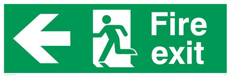 Fire Exit Sign Arrow Left From Safety Sign Supplies