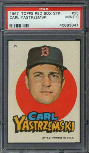 1967 Topps Boston Red Sox Stickers 25 Carl Yastrzemski Psa 9 Ebay