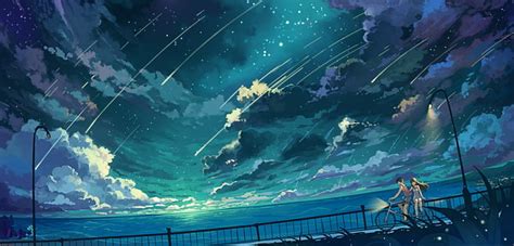 Online Crop Hd Wallpaper Meteor Anime Anime Boy Anime Girl Love