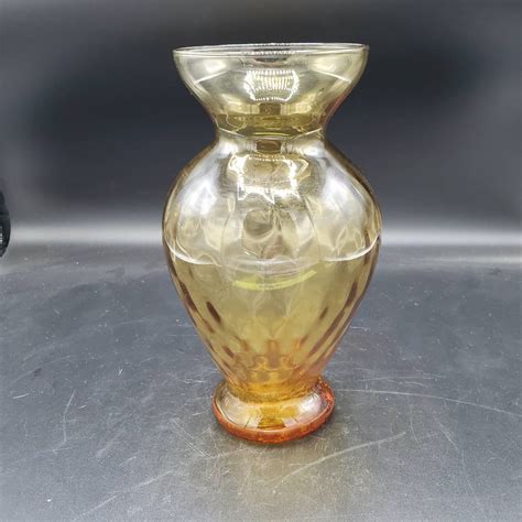 Blown Glass Amber Vase Blown Glass Collectibles Art Glass Etsy
