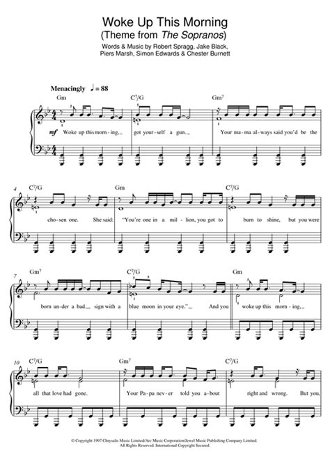 Woke Up This Morning Theme From The Sopranos Sheet Music By Alabama 3