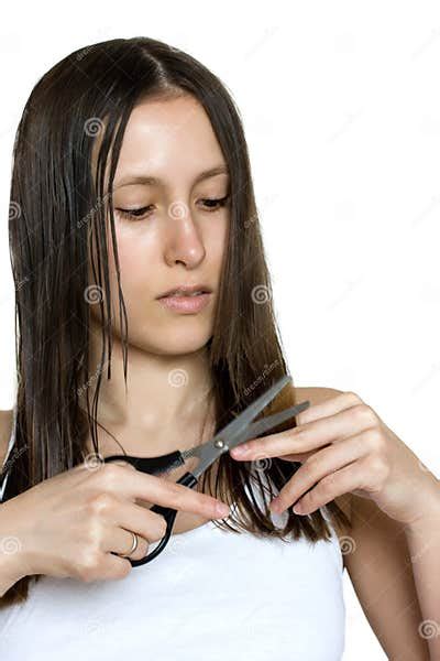 Girl Cutting Hair Stock Photo Image Of Care Feminine 13930028