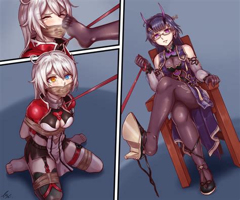 Rule 34 2girls Bondage Collar Feet Feet Up Honkai Impact 3rd Kiana Kaslana Leash Mihoyo Raiden