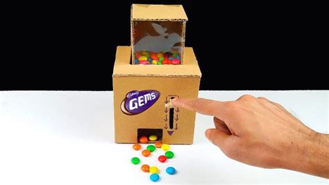 How To Make A Gems Candy Dispenser Machine From Cardboard Youtube