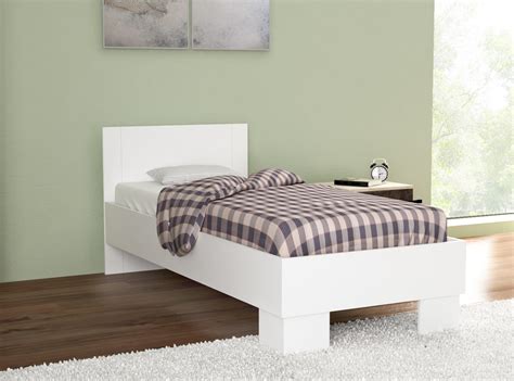 Single Size Bed 90cm X 190cm In White Matt Color Including Solid Wooden