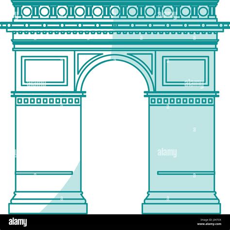 Blue Silhouette Shading Monument Arch Antique Architecture Stock Vector