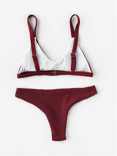 triangle beach bikini set shein sheinside