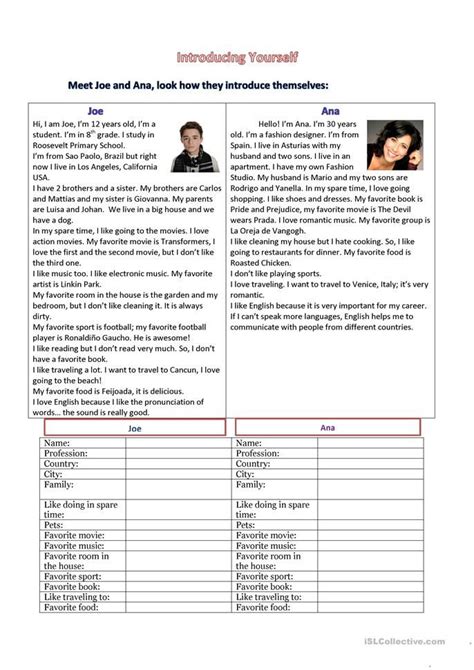 introducing yourself english esl worksheets how to introduce yourself speaking activities