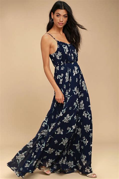 Lulus Exclusive You Re In For An Incredible Evening With The Memorable Night Navy Blue Floral