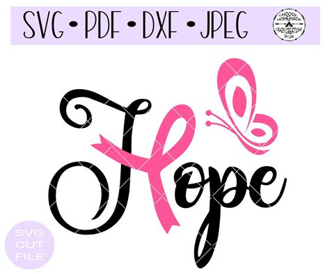 Hope Cancer Ribbon And Butterfly Svg Digital Cut File Htv Etsy