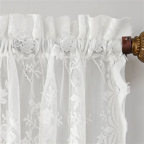 No918 Alison Lace Scalloped Sheer 24 Kitchen Window Curtain Tier Pair