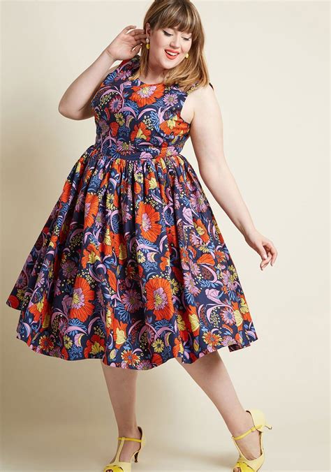 fabulous fit and flare dress with pockets in navy floral the perfect retro treasure can be