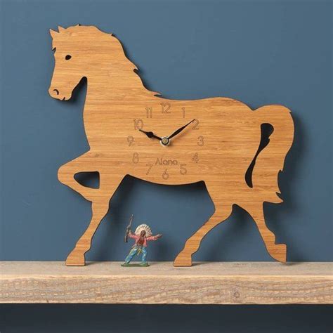 Horse Modern Wall Clock Etsy Childrens Clock Clock Personalised Kids