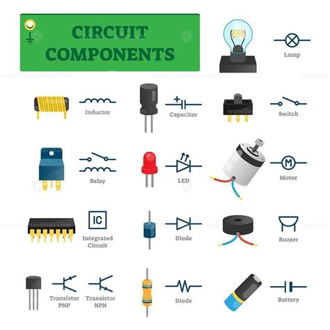 Circuit Components Collection Set Vector Illustration Vectormine