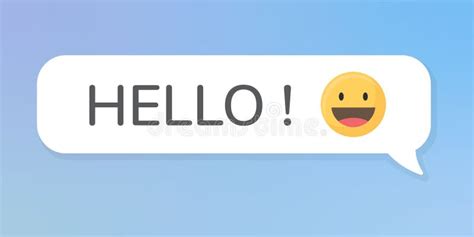 Hello In Message Bubble With Smiley Emoji Stock Illustration
