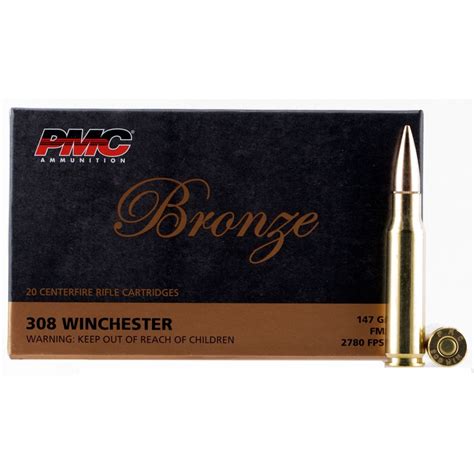 Pmc Bronze 308 Winchester Ammo 147gr Fmjbt 20 Rounds