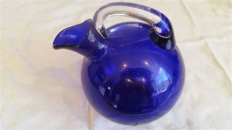Cobalt Blue Glass Pitcher Antique Glassware