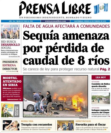 Peri Dico Prensa Libre Guatemala Peri Dicos De Guatemala Edici N De
