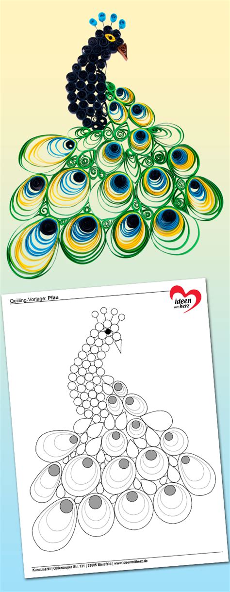 Gratis liniertes papier vorlage oder linienpapier muster kostenlos downloaden, pdf ausdrucken. Quilling-Vorlage Pfau: Kostenlos zum Herunterladen und Ausdrucken | Basteln mit papierstreifen ...