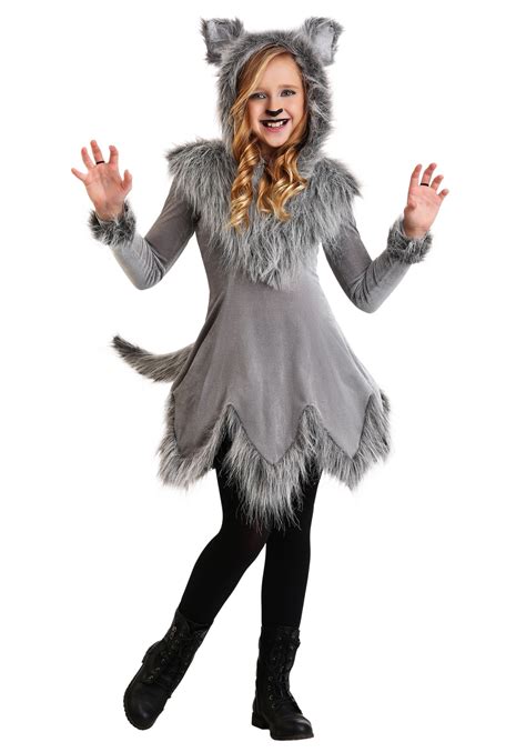 Wolf Costume Girls With Hooded Dress Exclusive Made By Us