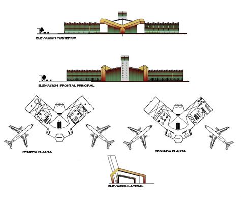 Airport Terminal Building Structure 2d View Layout File In Dwg Format