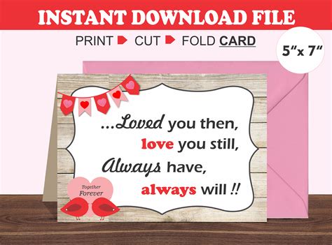 Printable Valentines Day Card Romantic Card Husband Etsy
