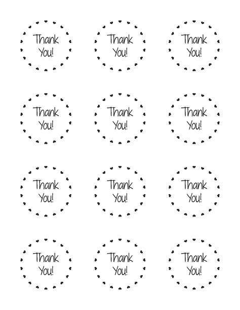 Printable Thank You Cards Thank You Circles Tags Thank You Labels Thank