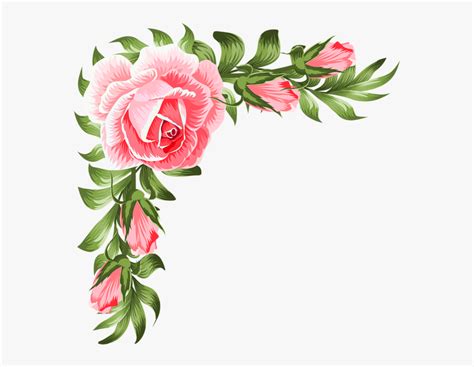 Rose Corner Decoration Png Clip Art Flower Border Png Flower Clipart
